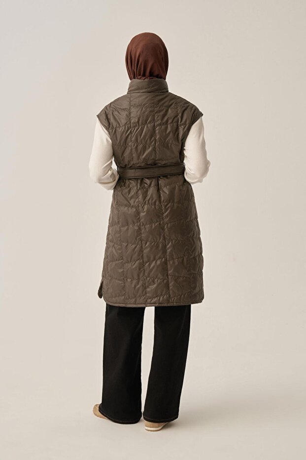 Kuşaklı Kapitone Yelek - 3