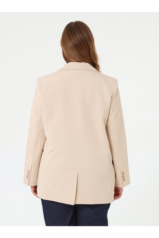 جاكيت كلاسيكي كبير الحجم - بيج - - 5