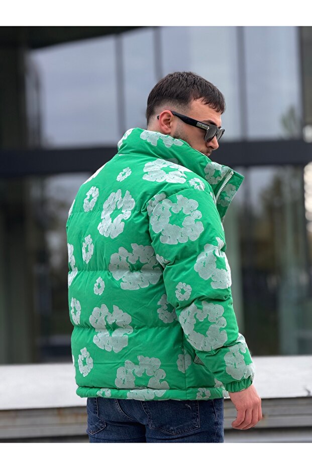 معطف منتفخ منقوش للرجال - 6