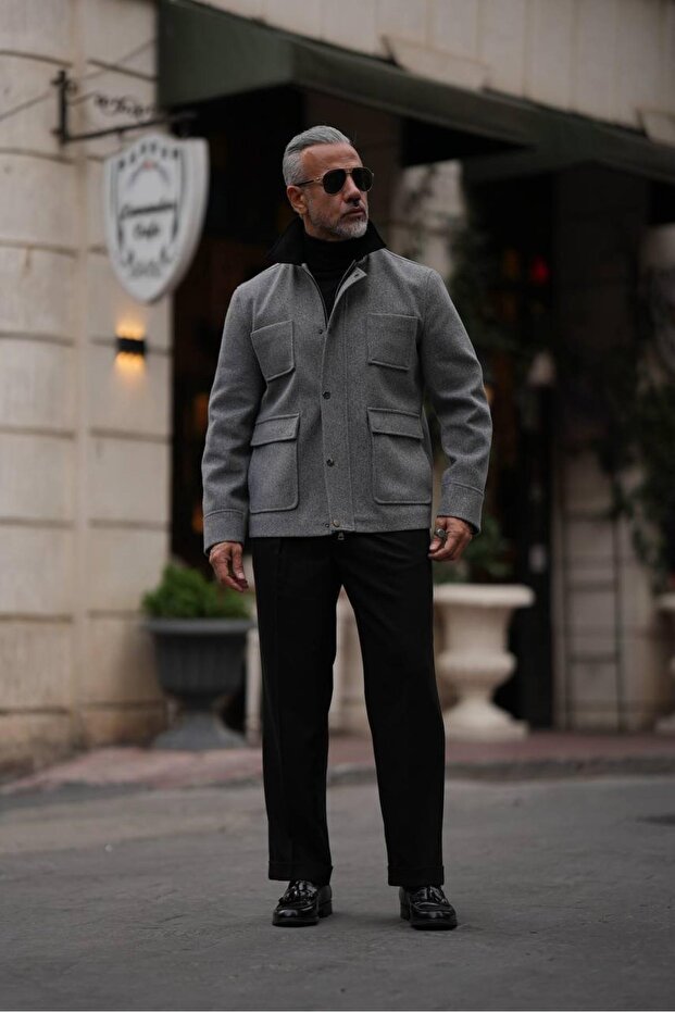 KADİFE YAKA DÖRT CEP MONT - 2