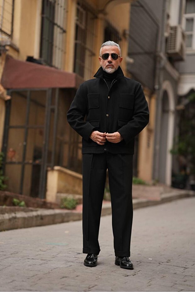 KADİFE YAKA DÖRT CEP MONT - 6