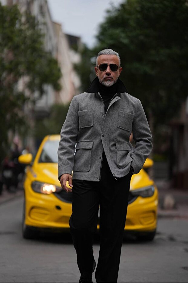 KADİFE YAKA DÖRT CEP MONT - 4