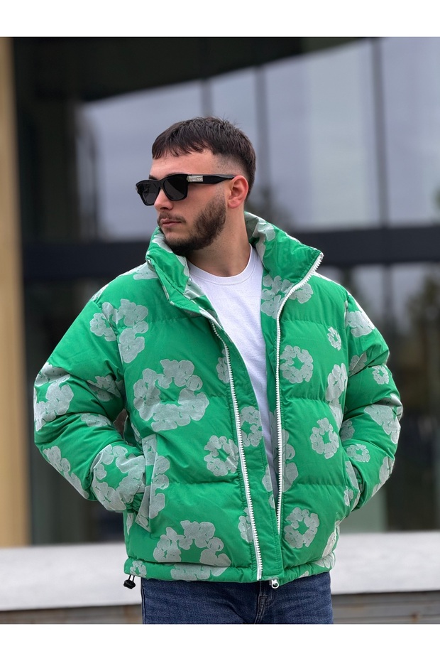 معطف منتفخ منقوش للرجال - 2