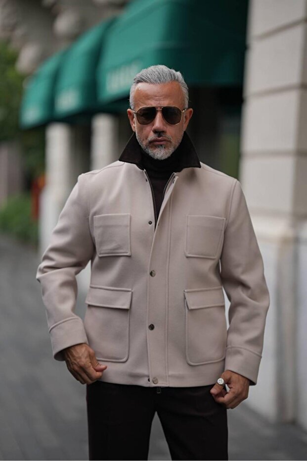 KADİFE YAKA DÖRT CEP MONT - 1