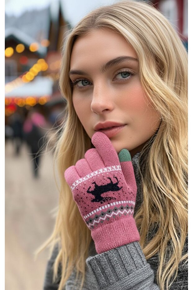 Klasik Kış Temalı Kadın Eldiven - 1