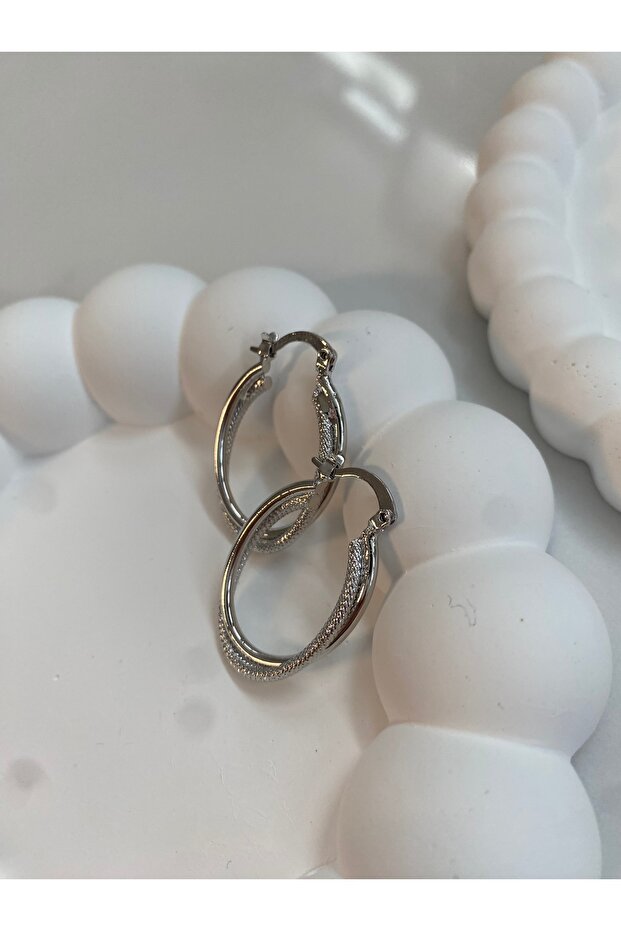 Silver Oval Çelik Küpe - 3