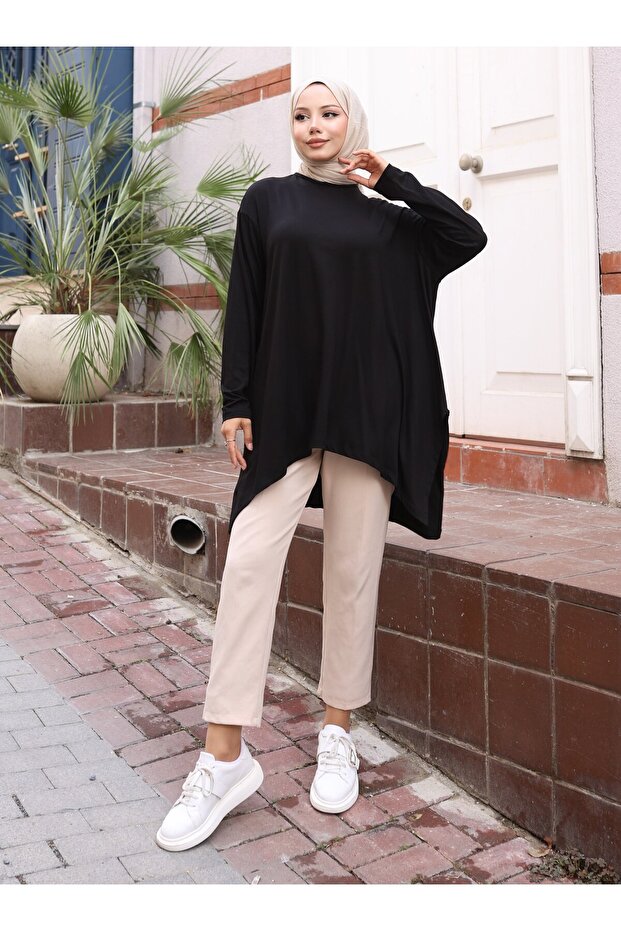 АСИМЕТРИЧНА ТУНІКА - Чорна - - 1