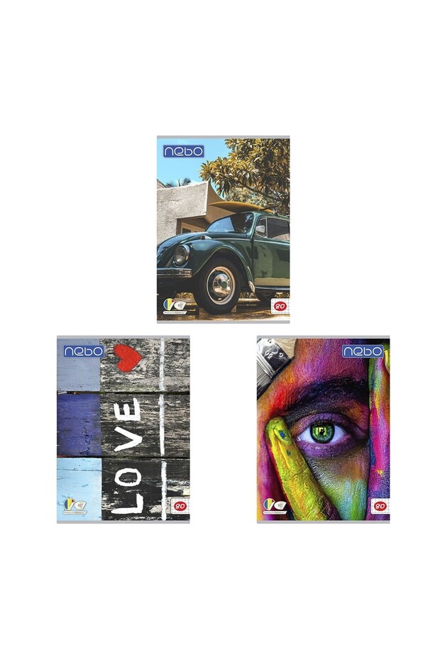 A4 Notebook, 80 sheets, math or Romanian ruling, various designs - 1