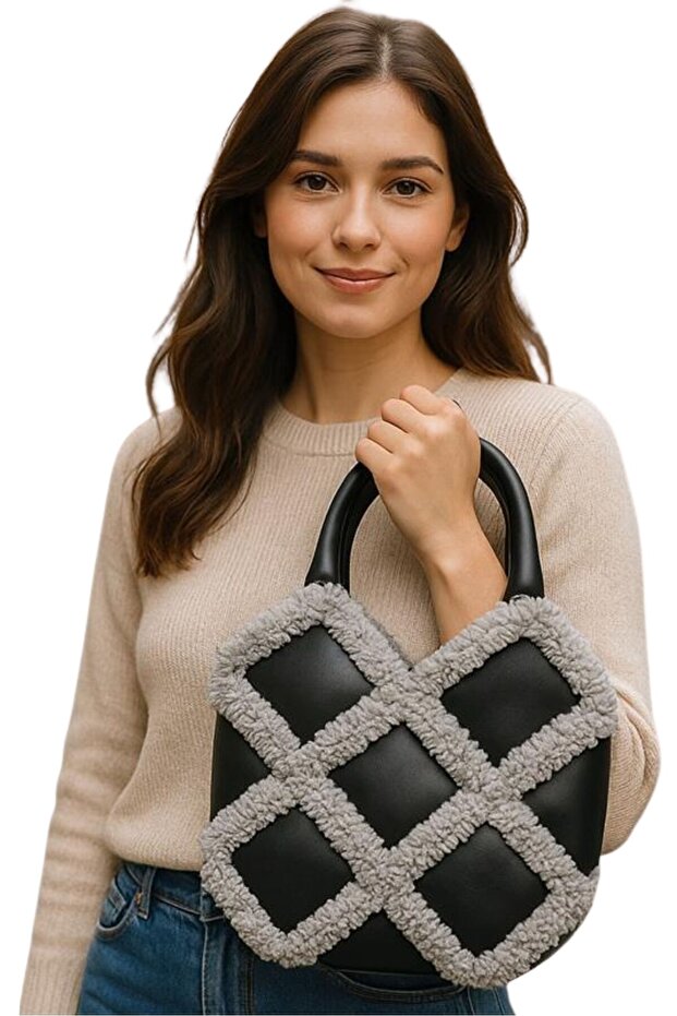 - Öznur 7392 1383 Handmade Puffy Thread Women's Handbag / 25 cm X 25 cm