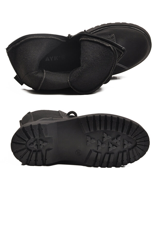 Siyah Zümrüt Polarlı Kaymaz Soğuğa Dirençli Deri Çocuk Bot Tuno 07 F - 5