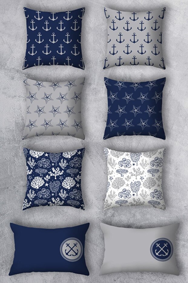 Double Sided Printed 43x43 Throw Pillow Cover Set of 8 Combination.