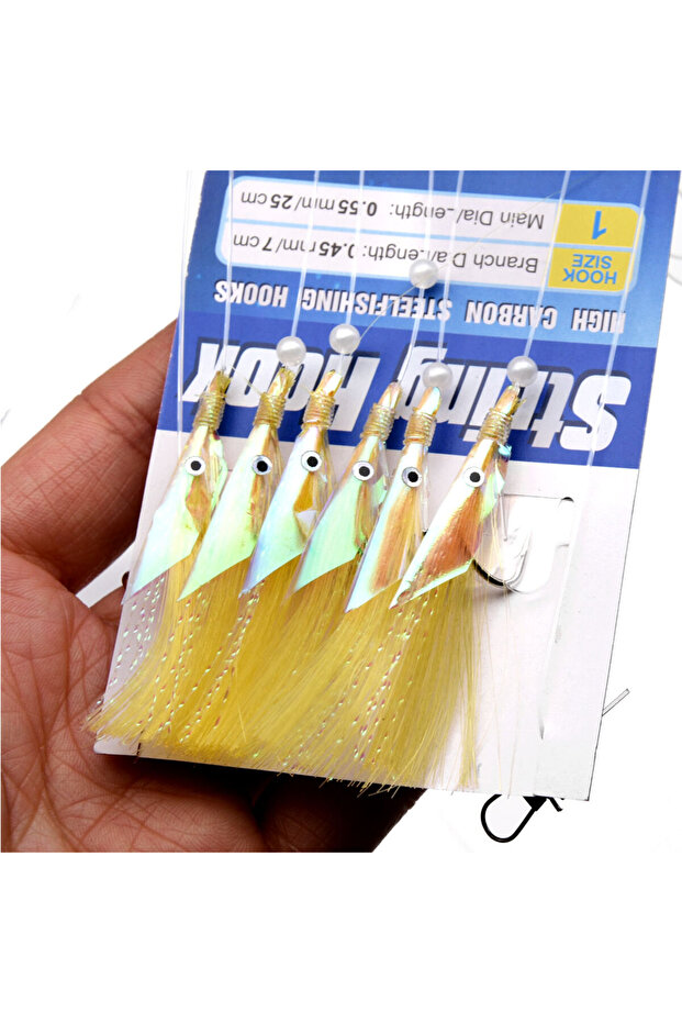 1bag yellow JYJ pack artificial laser fish skin Spanish mackerel hook,fishing sabiki rig string hook