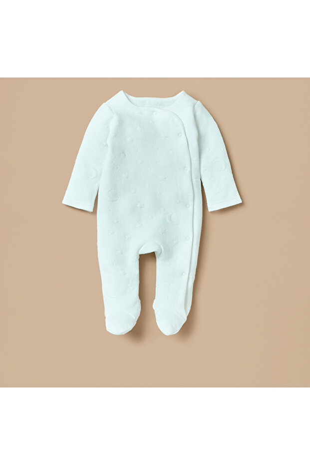 Giggles Jacquard Padded Closed Feet Sleepsuit with Button Closure