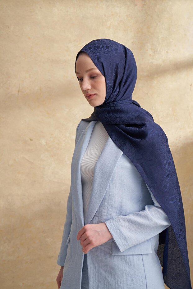 JOSE JAKAR CHAIN DESEN ŞAL - LACİVERT - 3