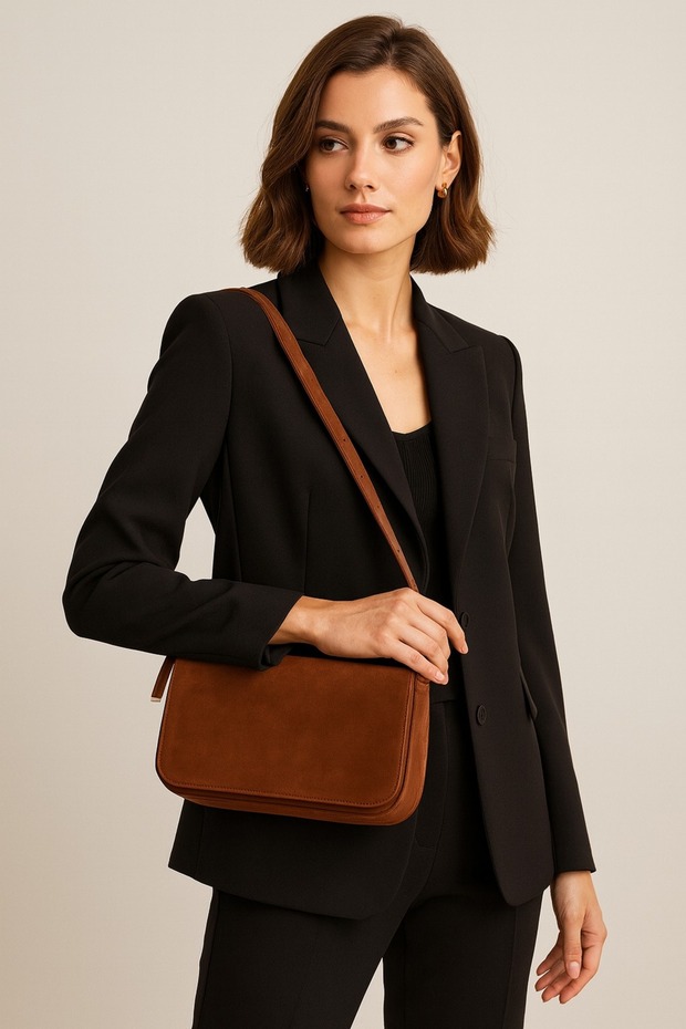 Tan Suede Women's Shoulder and Shoulder Bag