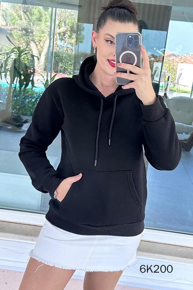 سترة بغطاء للرأس وجيب على شكل كنغر 3 خيوط 6k200