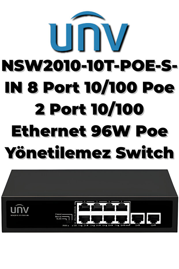 NSW2010-10T-POE-S-IN 8 Port 10/100 Poe 2 Port 10/100 Ethernet 96W Poe Yönetilemez Switch - 5