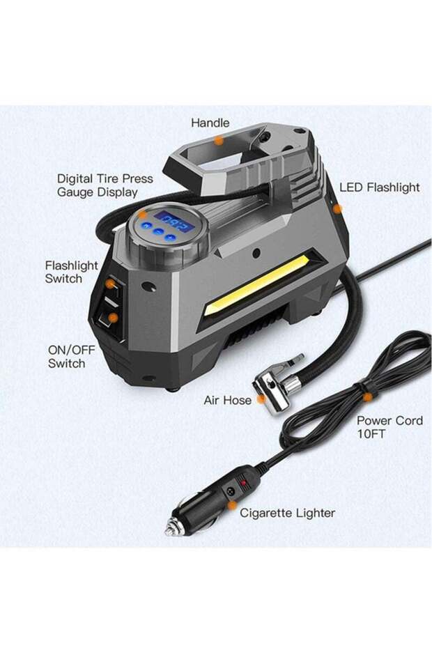 Portable Air Compressor Tire Inflator, 12V Car Tire Pump with Digital Pressure Gauge 150 PSI