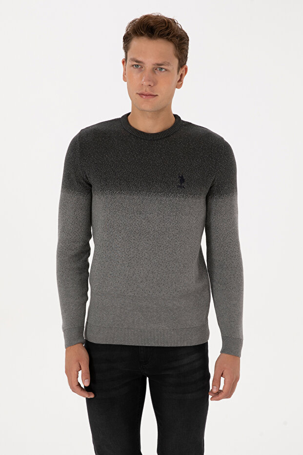 Men's Regular Fit Crew Neck Anthracite Melange Sweater 50307871-Vr081