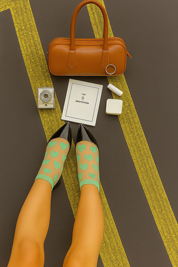 5 чифта шарени чорапи от тюл - 7