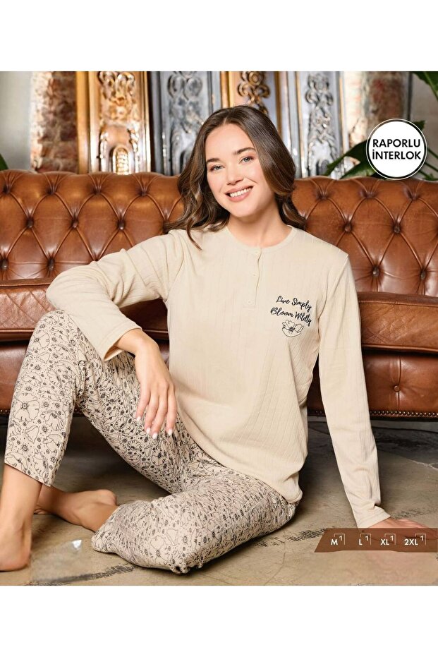 Soft Cotton Women's Pajama Set – Long Sleeve Interlock Fabric with Reviews