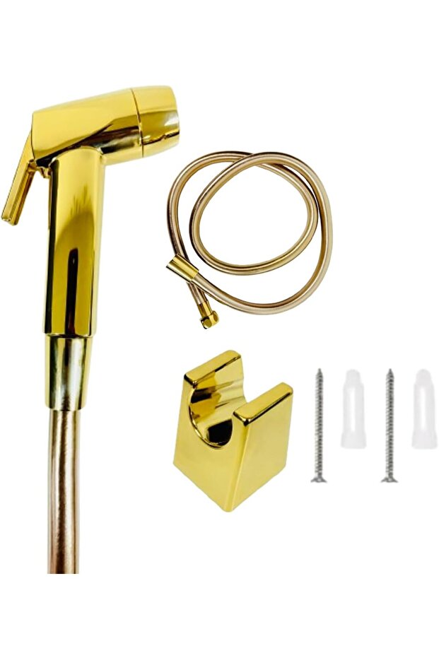 Velomo Gold Handheld Bidet Sprayer Set - Solid Brass, Anti-Bending Hose & Holder