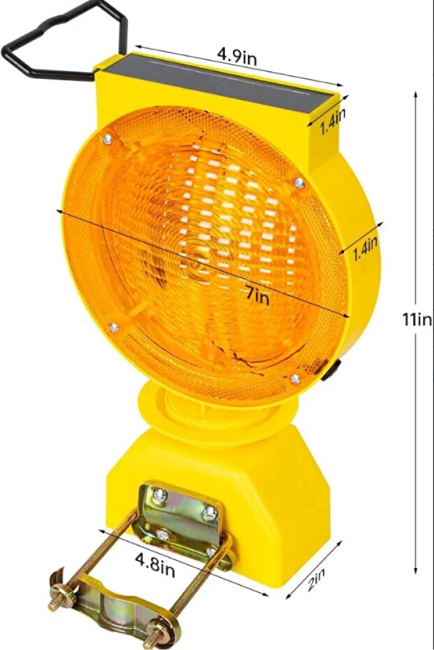 ضوء تحذير يعمل بالطاقة الشمسية (أصفر) - 2