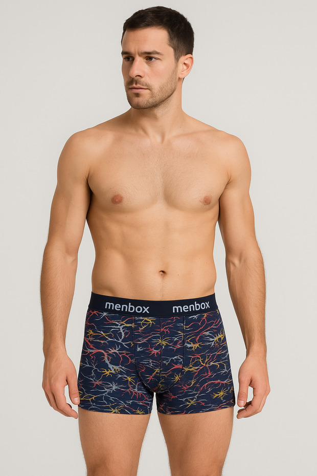 Menbox Patterned Stretch Fabric Men's Boxers - Large Size
