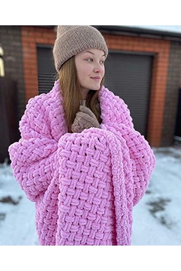 Soft and fluffy large wool yarn set (3 count, 300g, 30 yards, 100% micro polyester) - 4