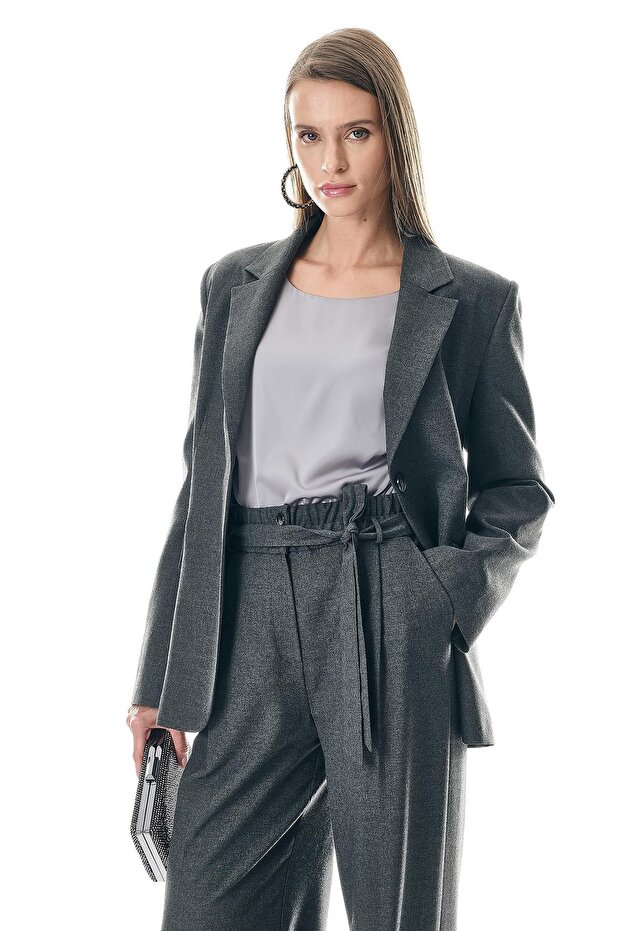 Düğmeli Oversize Kesim Ceket - 5