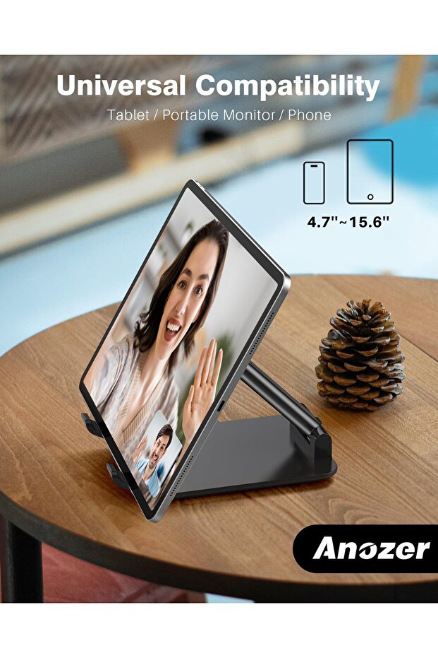 Foldable Adjustable Tablet Stand with Sturdy Base for iPad, Surface Pro & Portable Monitors 4.7-15.6 - 2