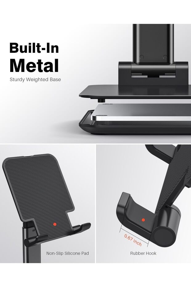 Foldable Adjustable Tablet Stand with Sturdy Base for iPad, Surface Pro & Portable Monitors 4.7-15.6 - 5