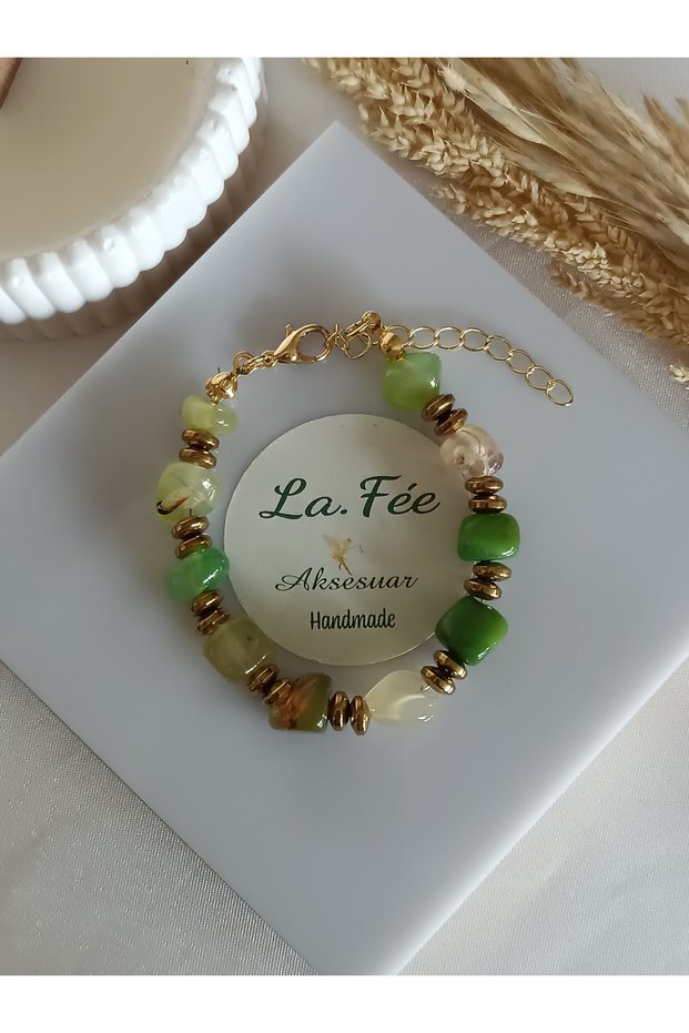 Green Aventurine and Hematite Natural Stone Bracelet Handmade Women's Bracelet