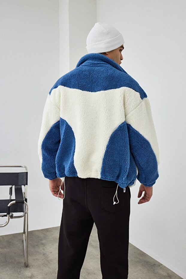 Garnili Oversize Çift Renk Peluş Mont - 6