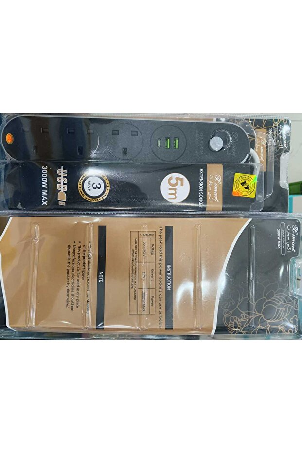 EXTENSION SOCKET 3000W 3 SOCKET 2 USB 1 PD - 3