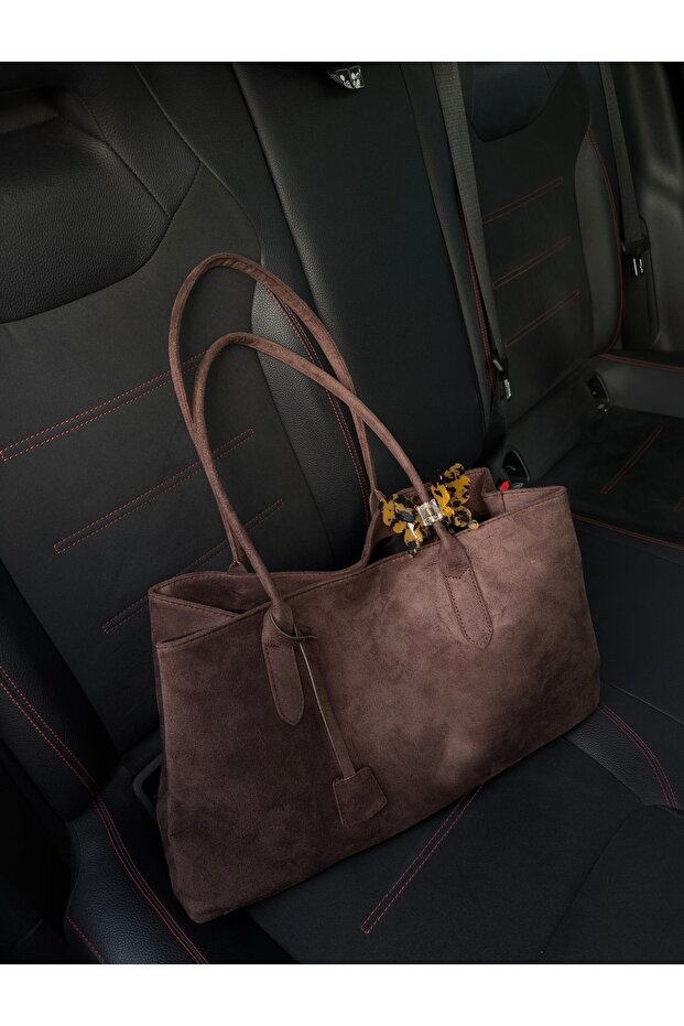 Row Acı Kahve Süet Kadın Çantası - 4