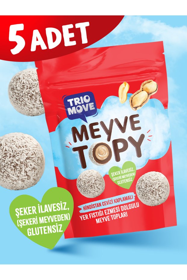 Coconut-Coated Cocoa Fruit Balls Trio Move with Peanut Butter Filling
