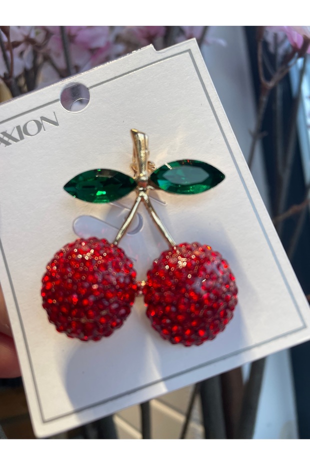 Taşlı kiraz broş🍒 - 2