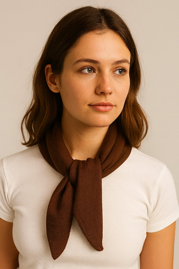 Tek Renk Triko Fular - 3