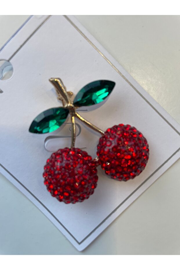 Taşlı kiraz broş🍒 - 1