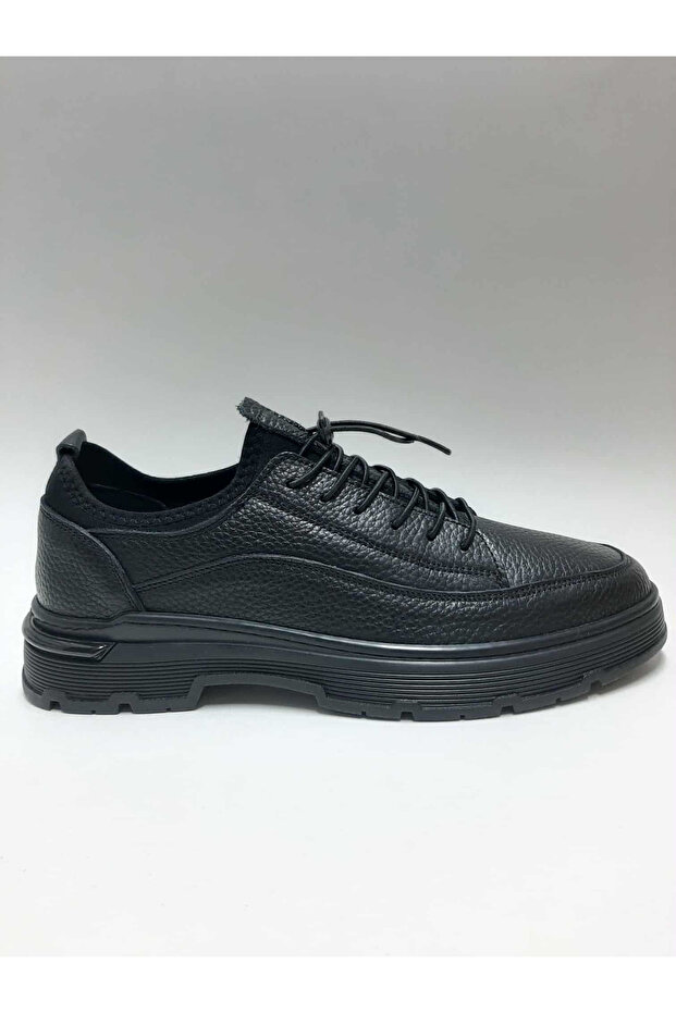 Genuine Leather Black Laceless Comfortable Flexible Rubber Sole Winter Men's Shoes