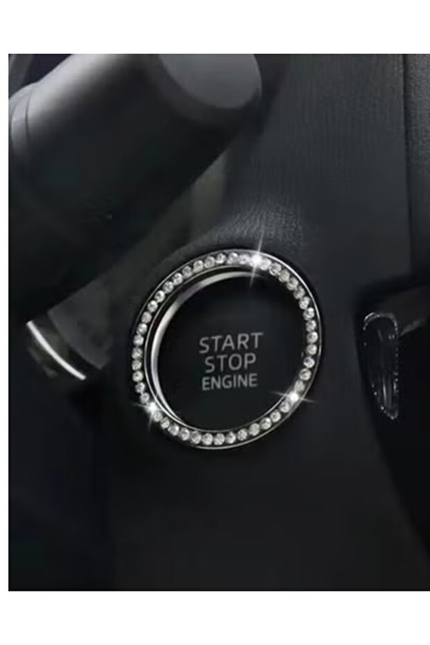حلقة دائرية كريستالية لزر تشغيل السيارة حجر الراين قطعة واحدة - 4