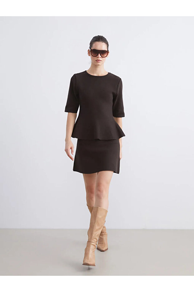 Beli Lastikli Triko Mini Etek - 1