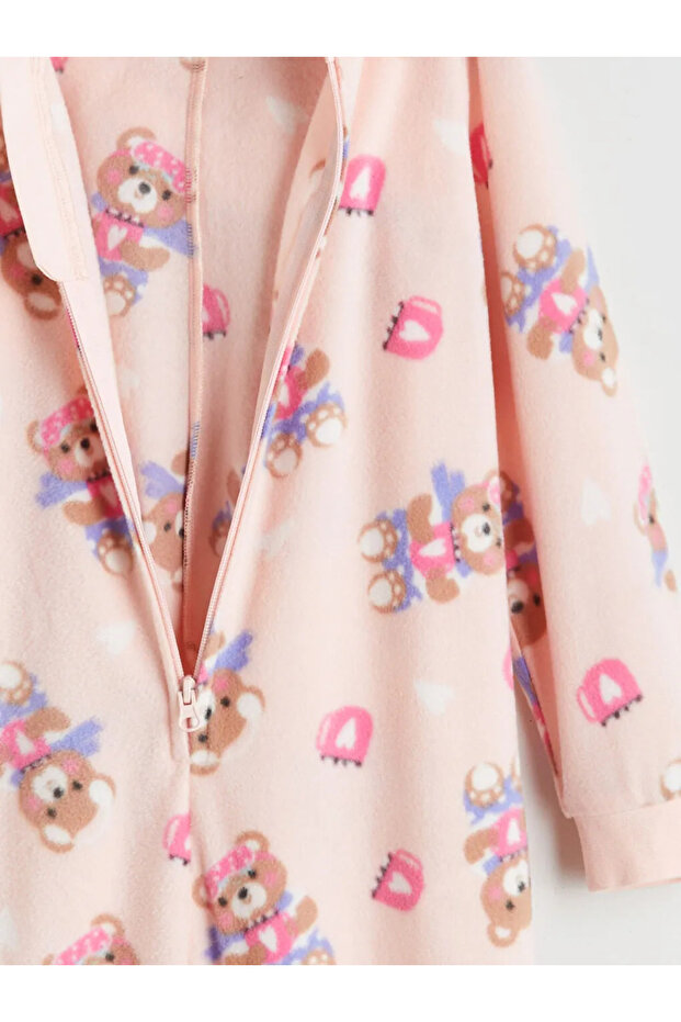 Kapüşonlu Desenli Polar Kız Çocuk Uyku Tulumu - 2