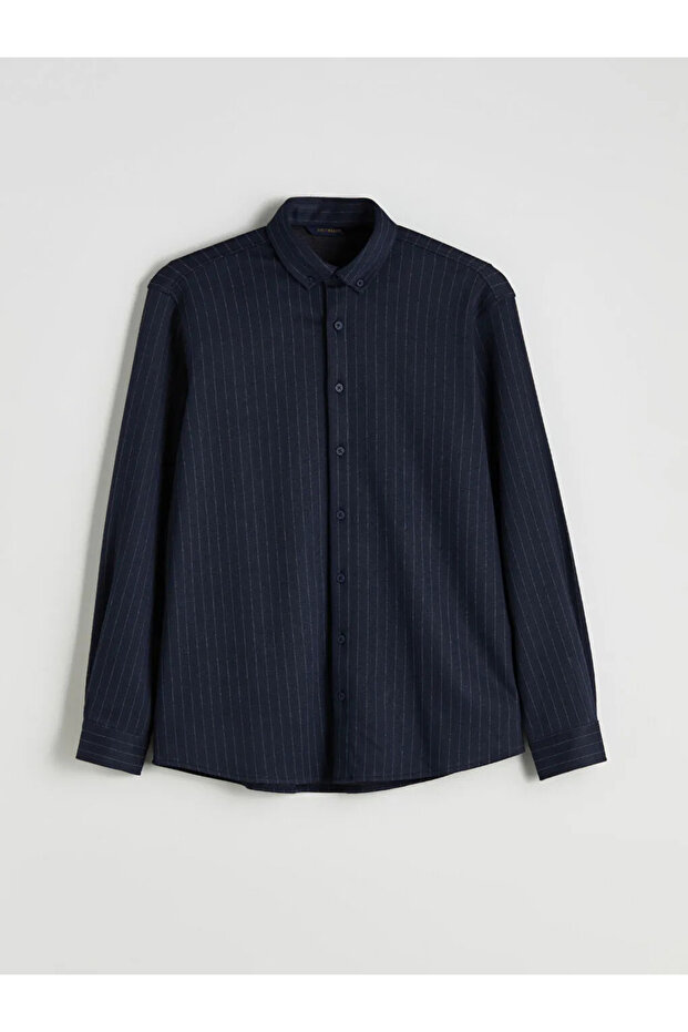 Regular Fit Uzun Kollu Çizgili Erkek Gömlek - 3