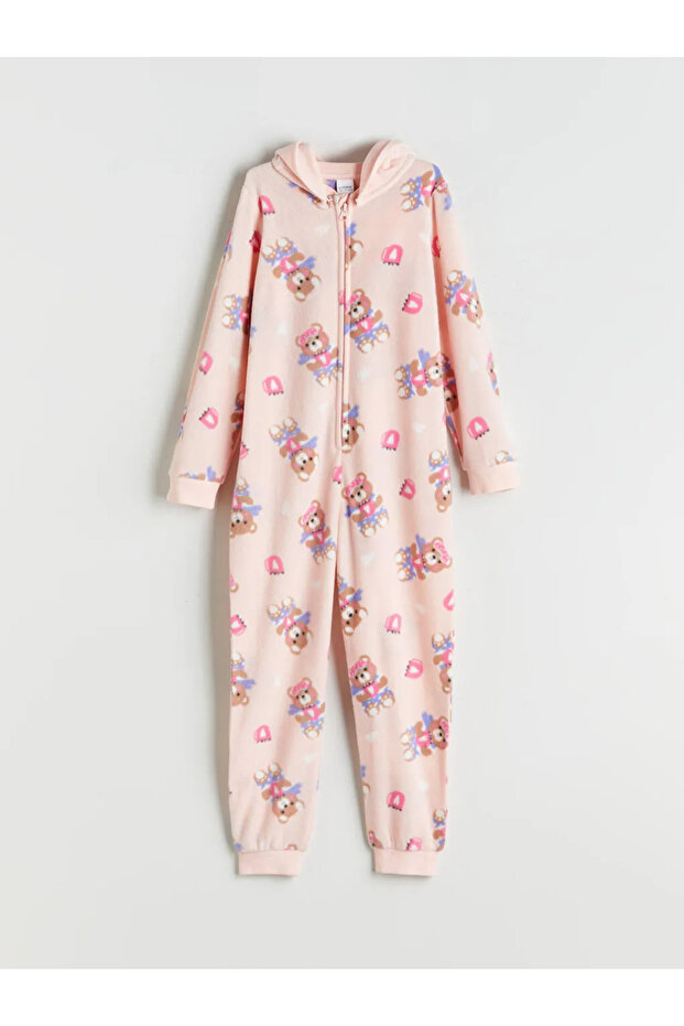 Kapüşonlu Desenli Polar Kız Çocuk Uyku Tulumu - 3
