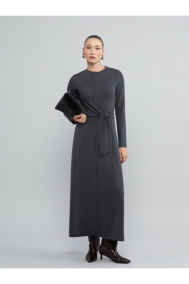 Özmarka New Season Crew Neck Gathered Dress