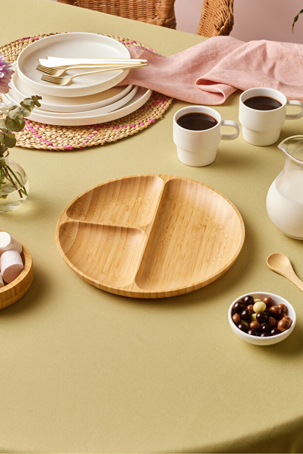Bamboo Nora 3-Compartment Round Serving Tray