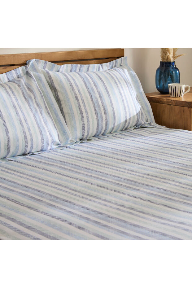 طقم ملاءات سرير مزدوجة من لينورا، لون نيلي - 1