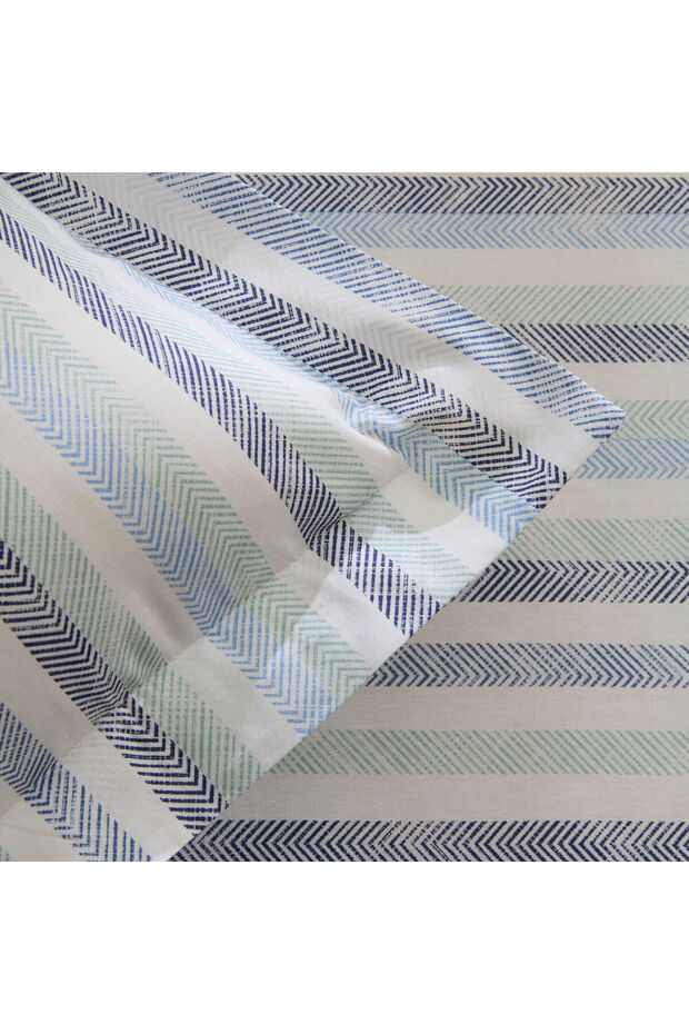 طقم ملاءات سرير مزدوجة من لينورا، لون نيلي - 2